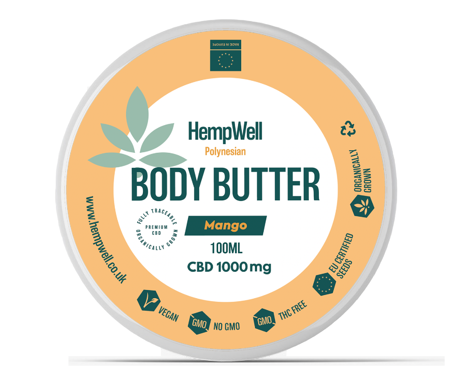 HempWell CBD Body Butter Mango | 1000mg CBD | 200ml