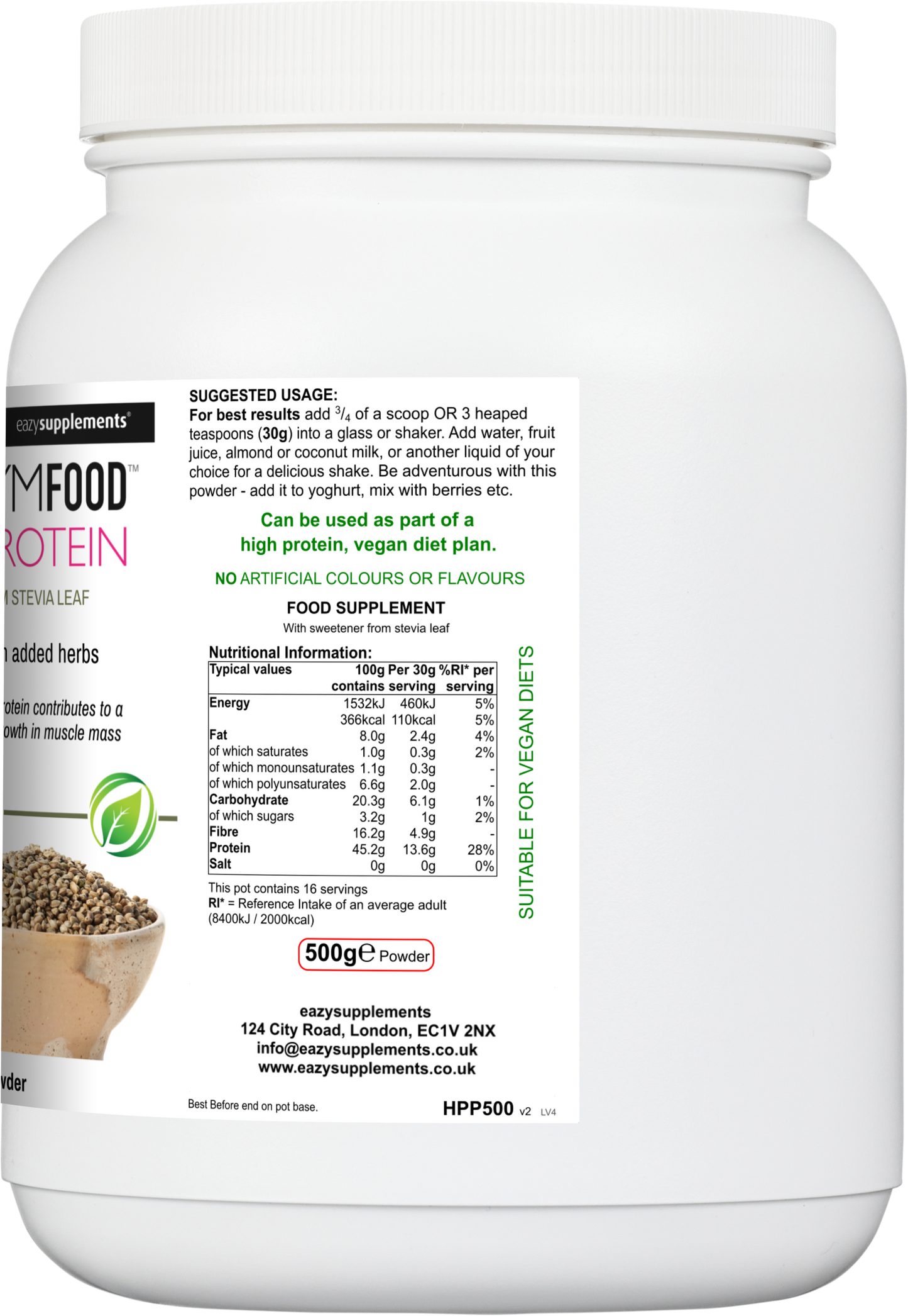 Hemp Protein Powder - GYMFOOD - 500g