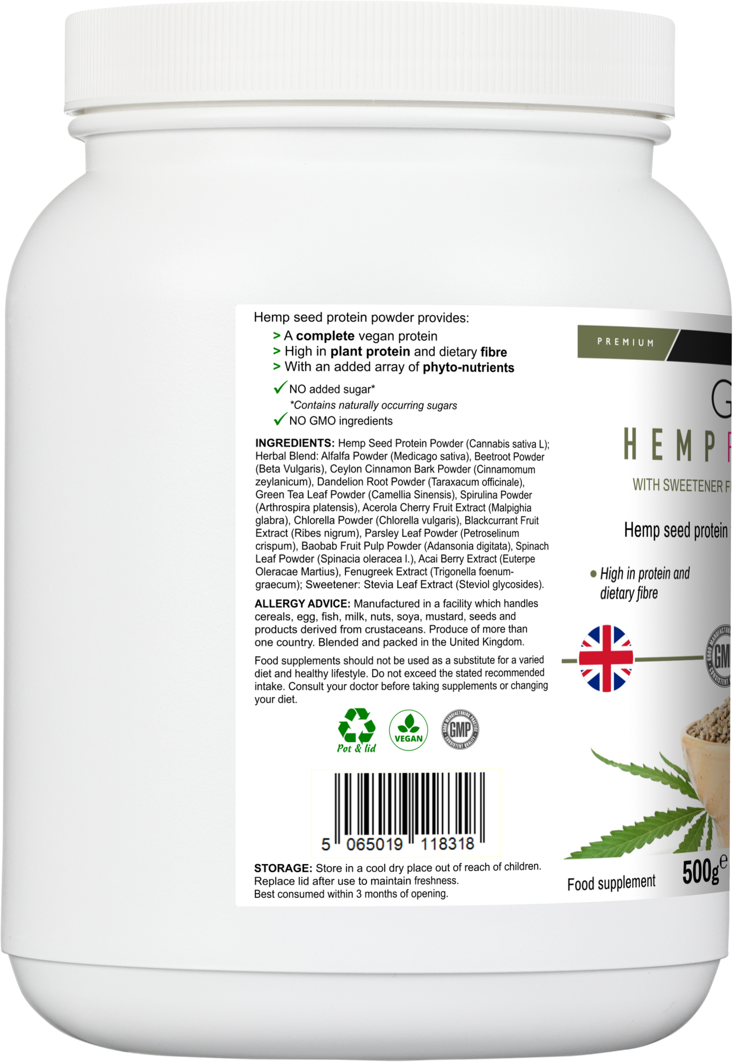 Hemp Protein Powder - GYMFOOD - 500g