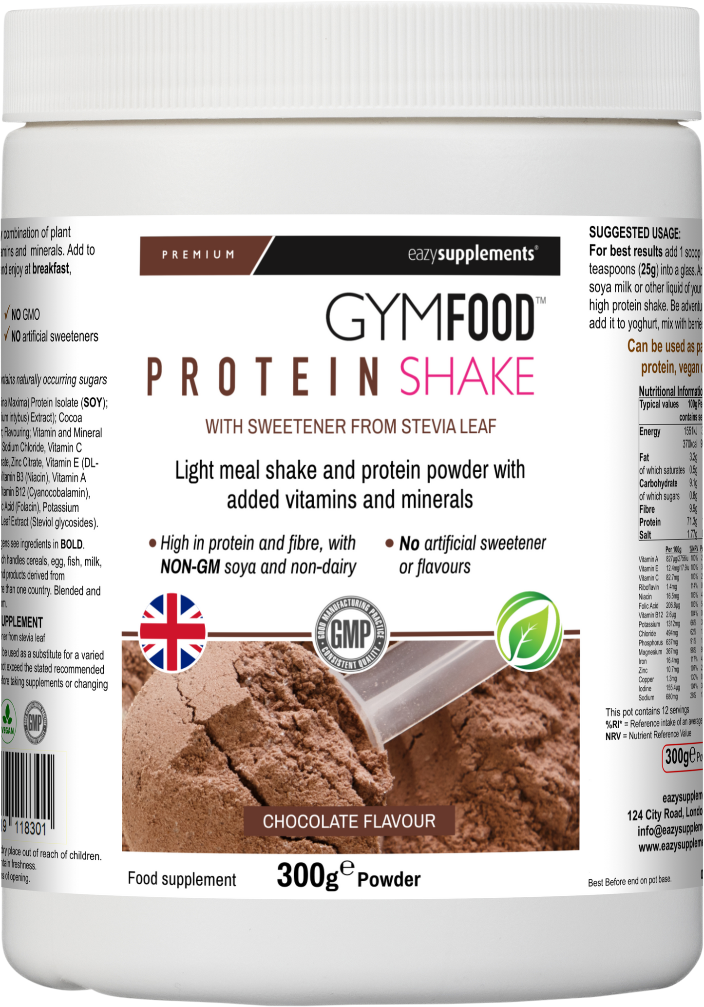 Chocolate Soy Protein Powder - GYMFOOD - 300g
