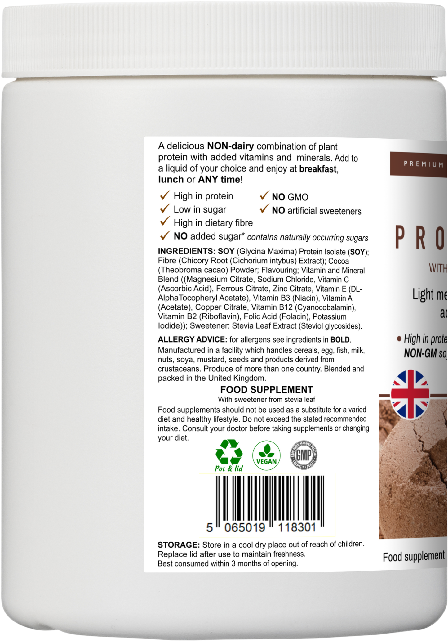Chocolate Soy Protein Powder - GYMFOOD - 300g