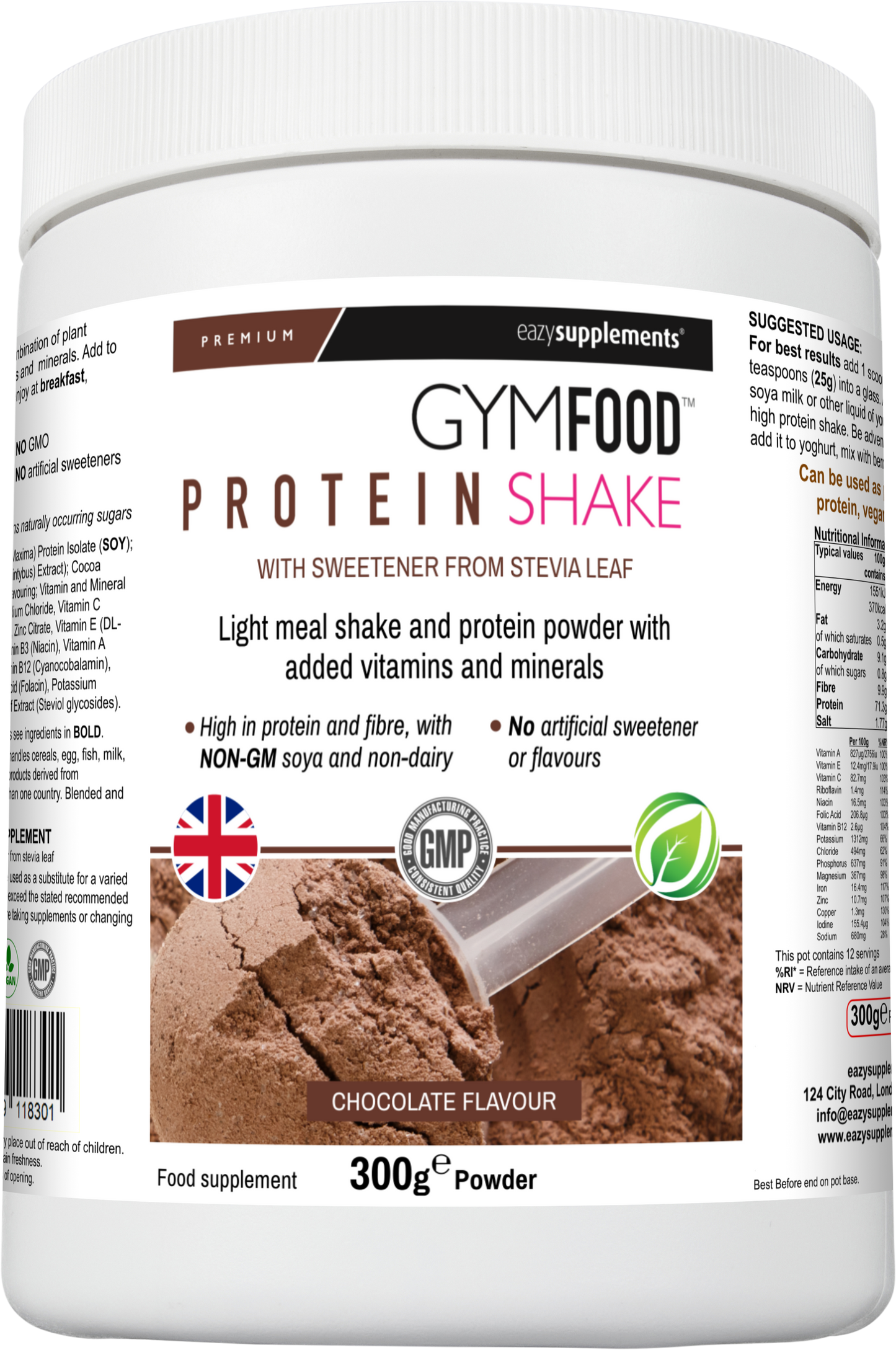 Chocolate Soy Protein Powder - GYMFOOD - 300g
