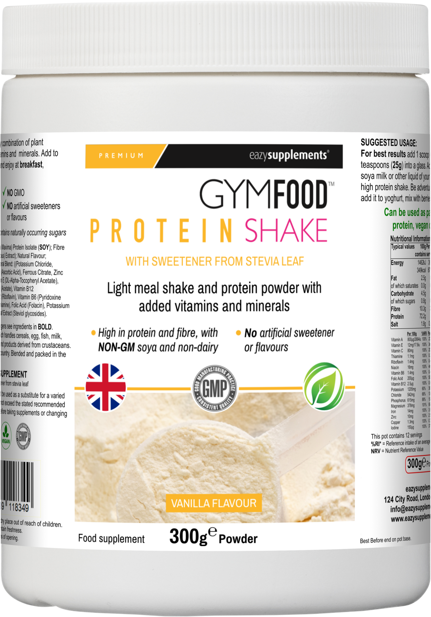 Vanilla Soy Protein Powder - GYMFOOD - 300g
