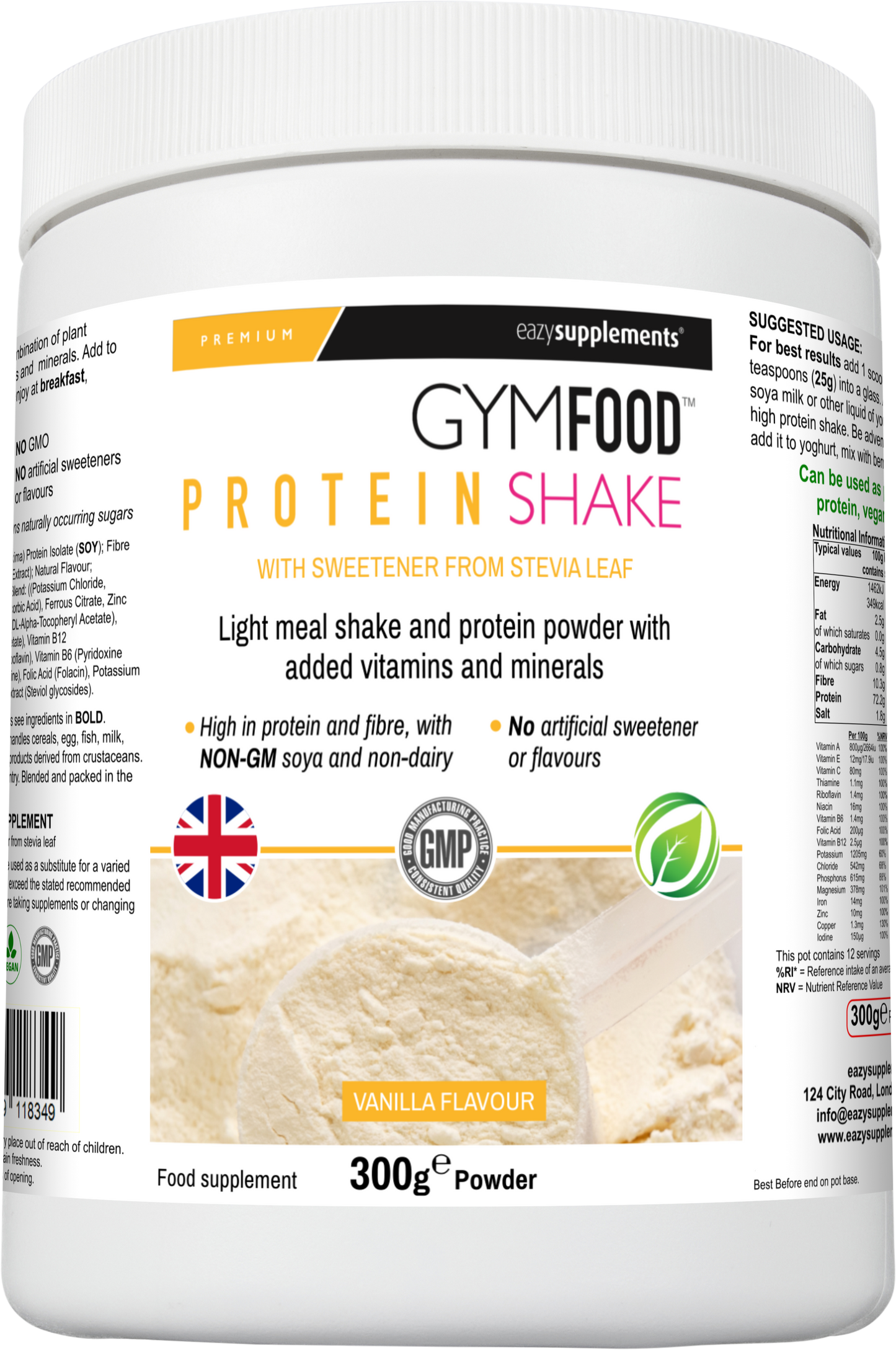Vanilla Soy Protein Powder - GYMFOOD - 300g