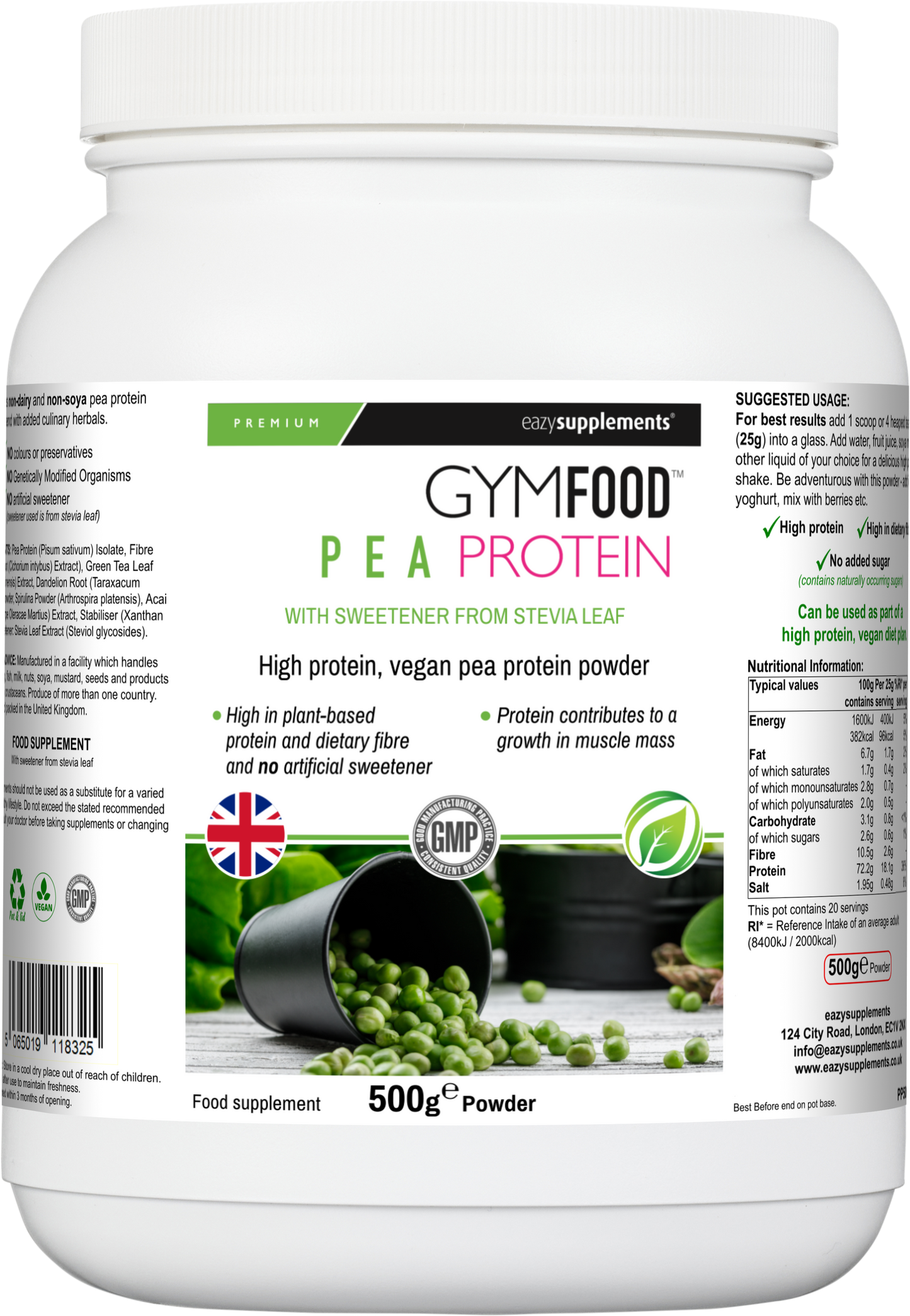 Natrual Pea Protein Powder - GYMFOOD - 500g