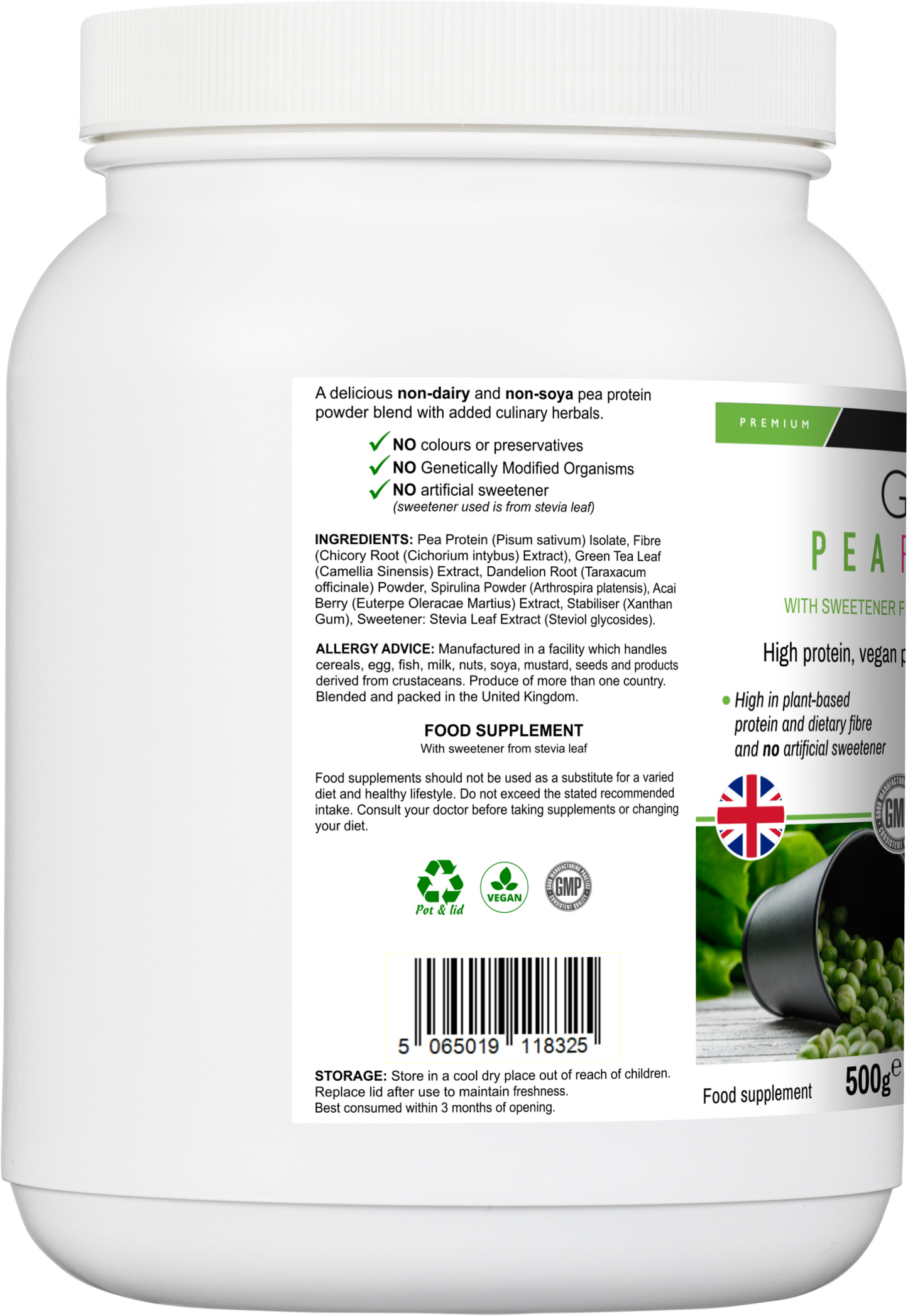 Natrual Pea Protein Powder - GYMFOOD - 500g