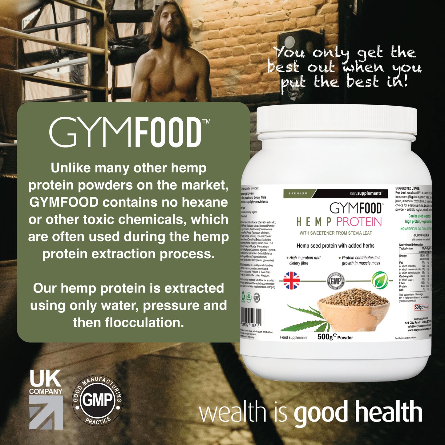 Hemp Protein Powder - GYMFOOD - 500g