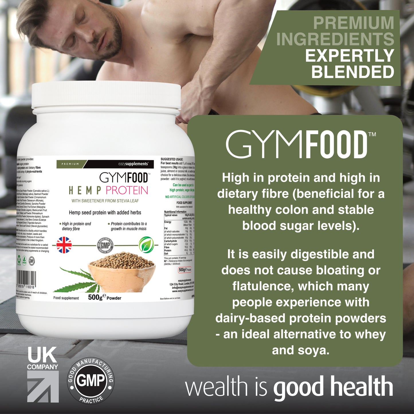 Hemp Protein Powder - GYMFOOD - 500g