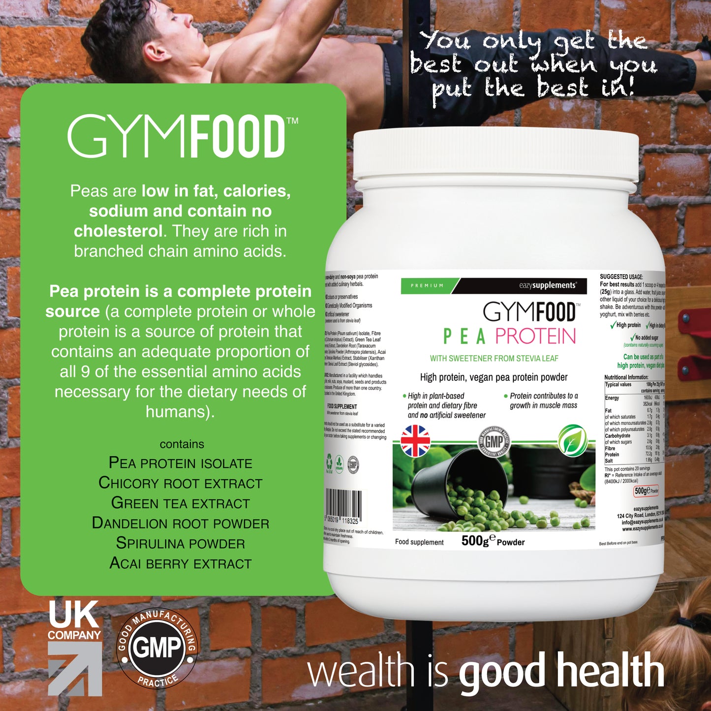 Natrual Pea Protein Powder - GYMFOOD - 500g