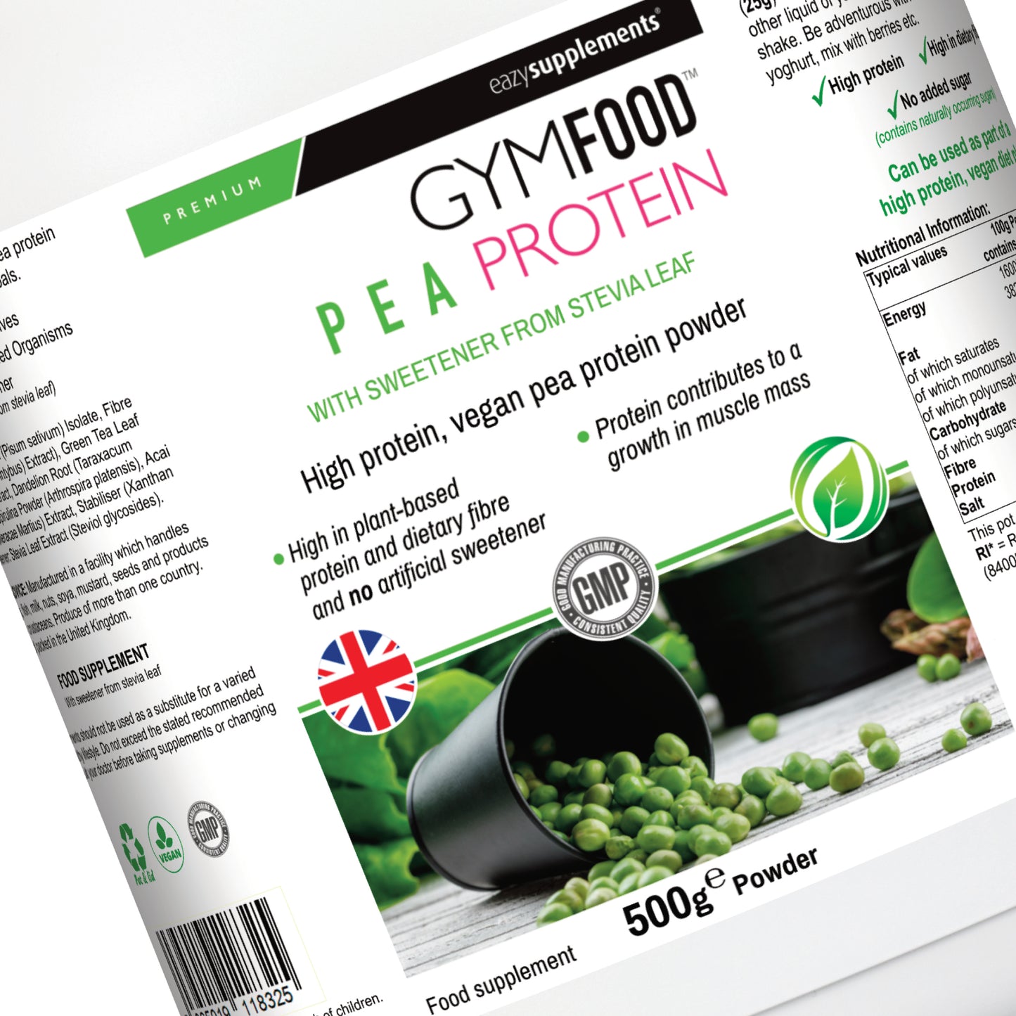 Natrual Pea Protein Powder - GYMFOOD - 500g