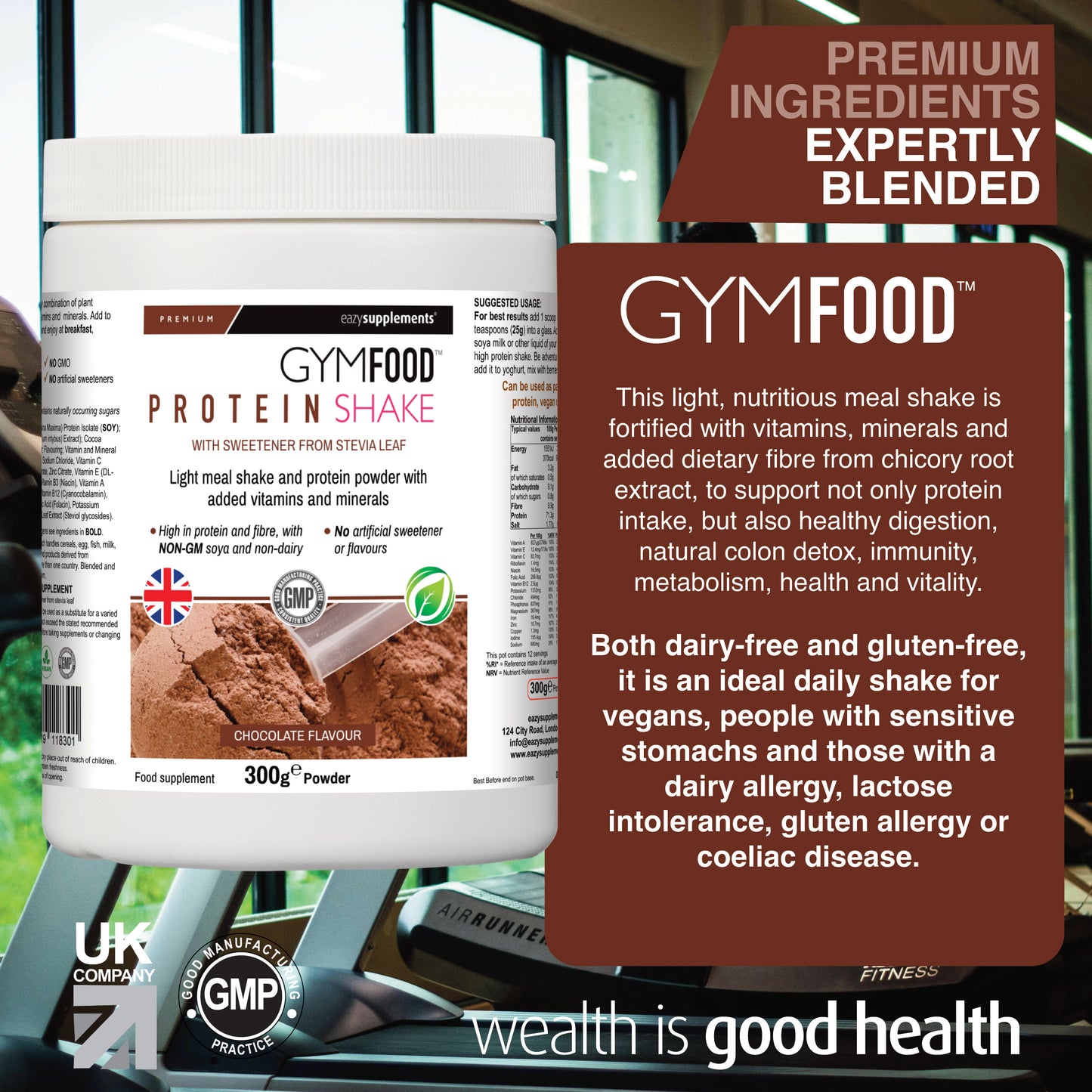 Chocolate Soy Protein Powder - GYMFOOD - 300g