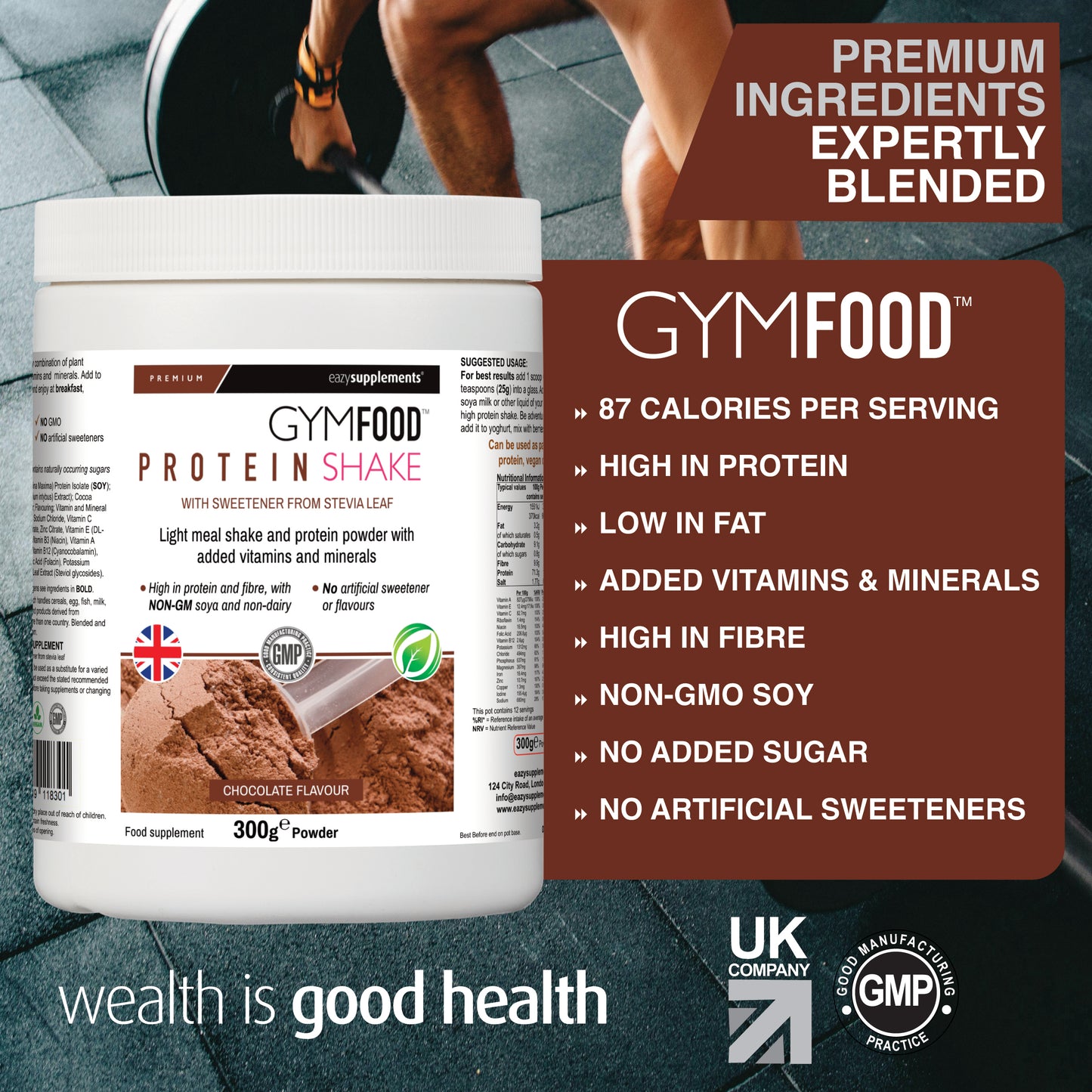 Chocolate Soy Protein Powder - GYMFOOD - 300g