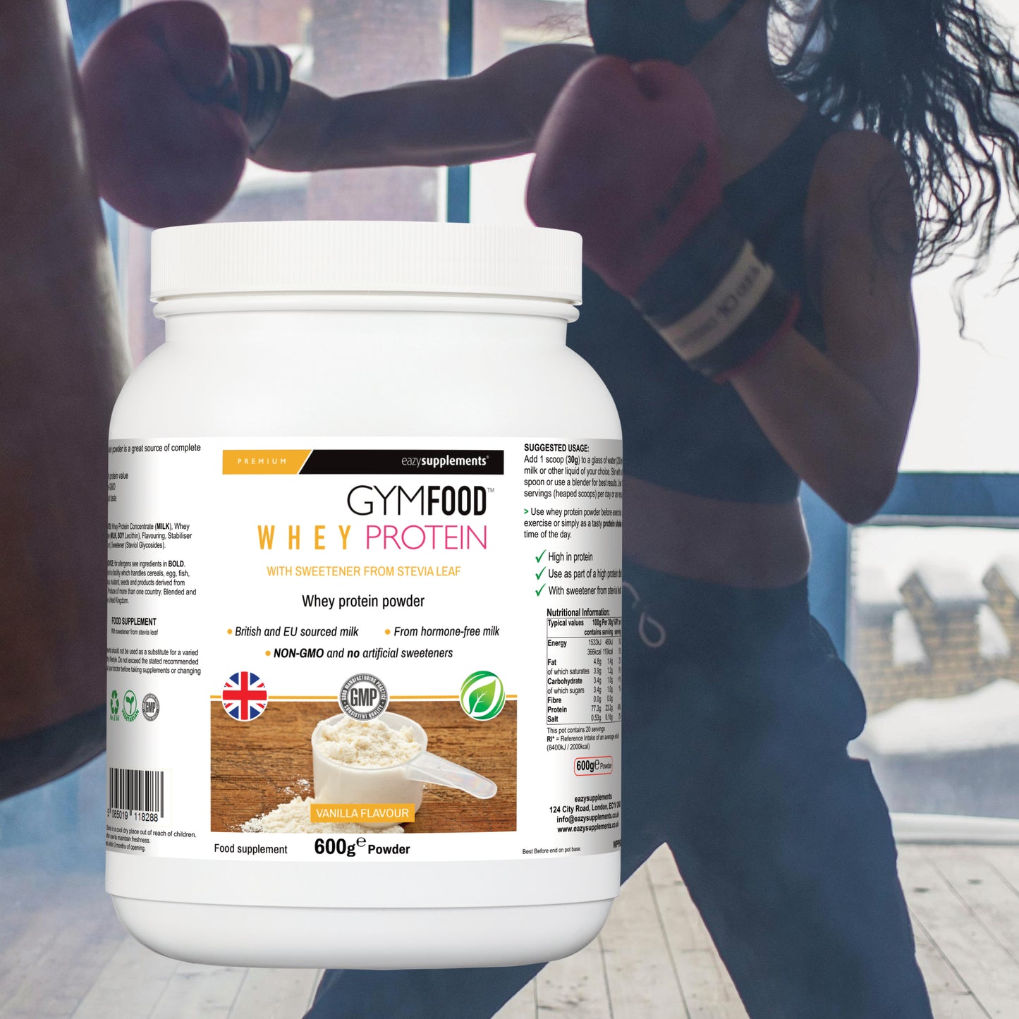 Whey Protein Vanilla Flavour - GYMFOOD - 600g