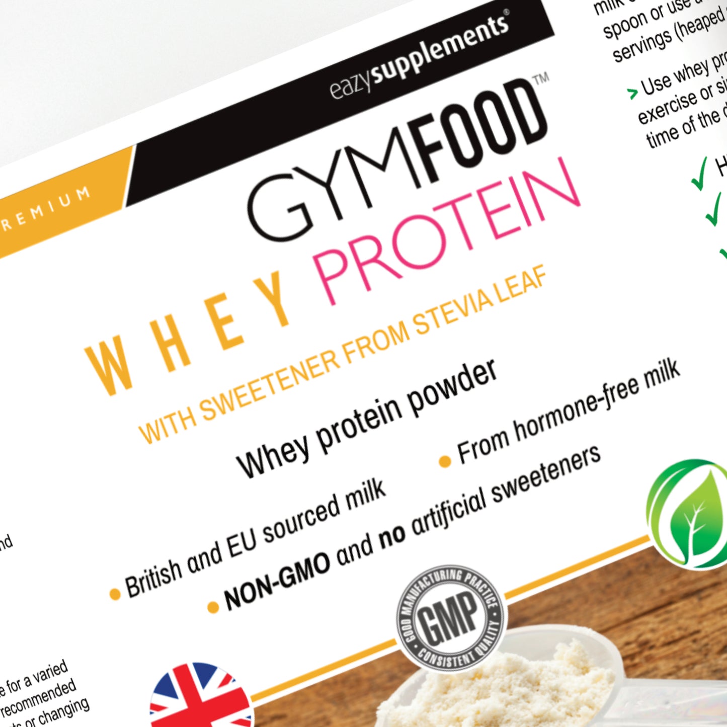 Whey Protein Vanilla Flavour - GYMFOOD - 600g