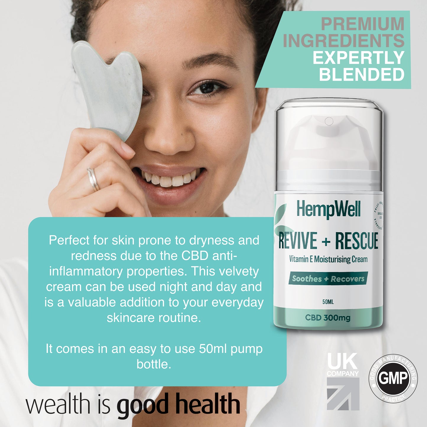 HempWell Rescue & Revive CBD Moisturising Cream 300mg