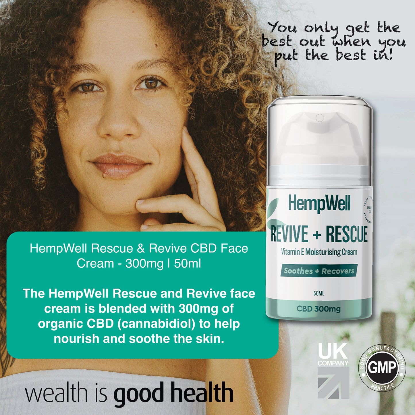 HempWell Rescue & Revive CBD Moisturising Cream 300mg