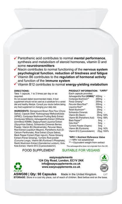 BRAIN - an adaptogenic adrenal support supplement containing precise dosages of key ingredients to assist the body's natural response to stress.