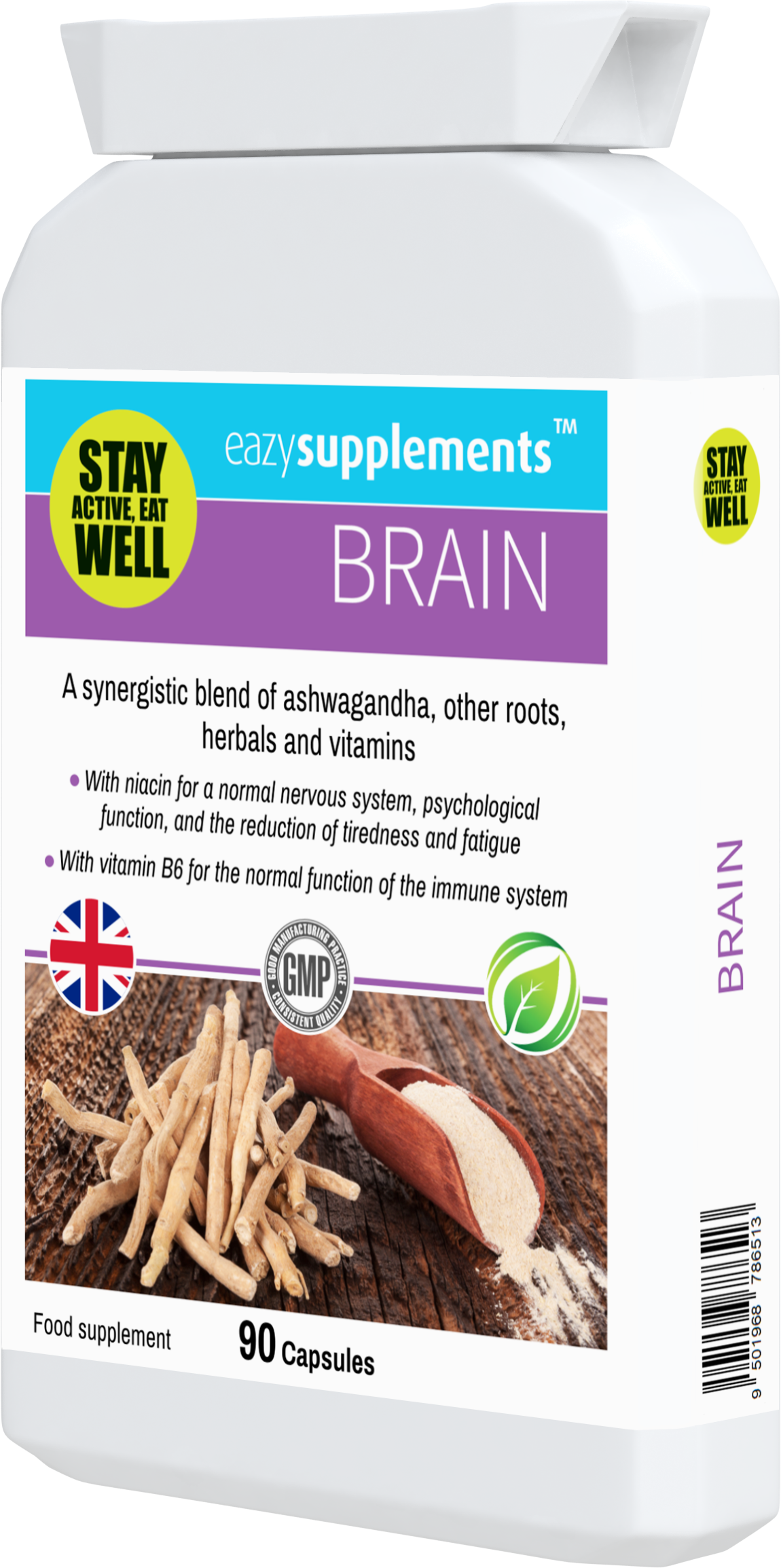 BRAIN - an adaptogenic adrenal support supplement containing precise dosages of key ingredients to assist the body's natural response to stress.