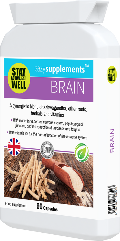 BRAIN - an adaptogenic adrenal support supplement containing precise dosages of key ingredients to assist the body's natural response to stress.