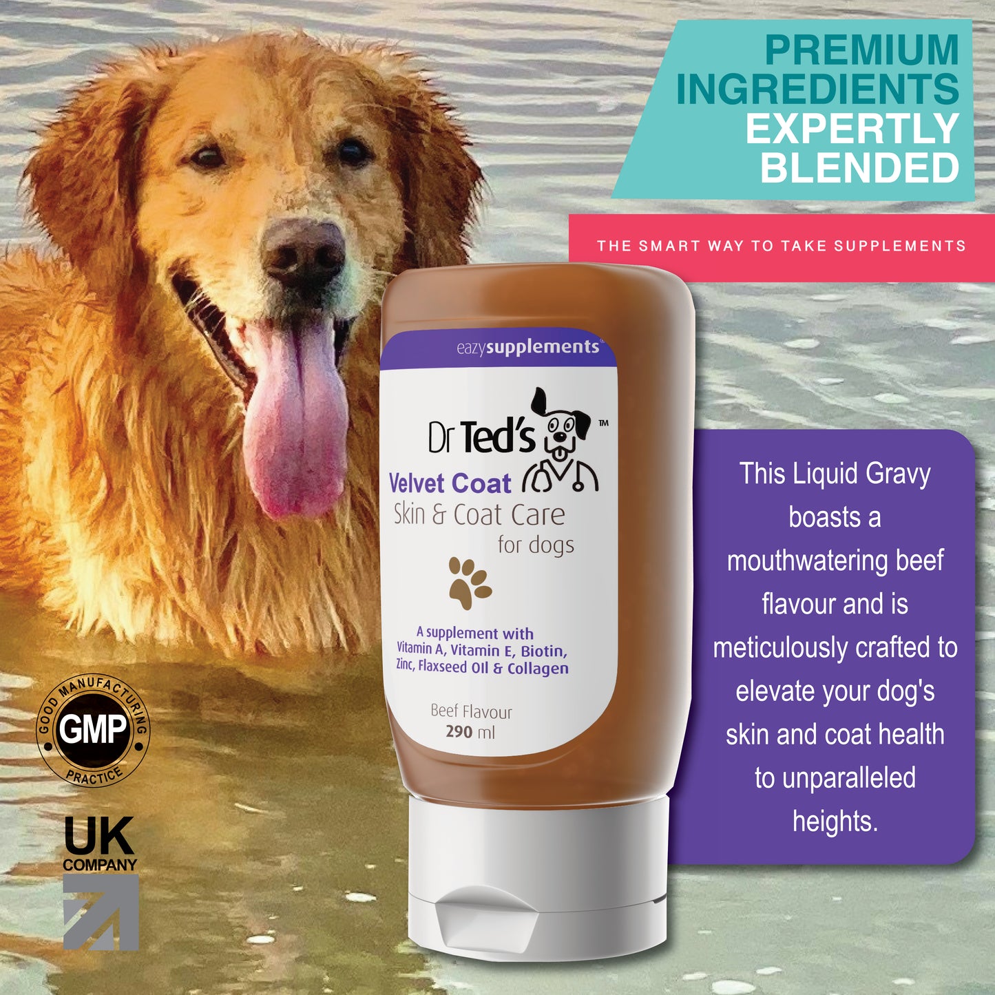 Dr Ted's Velvet Coat - Skin and  Coat Care Supplement for dogs