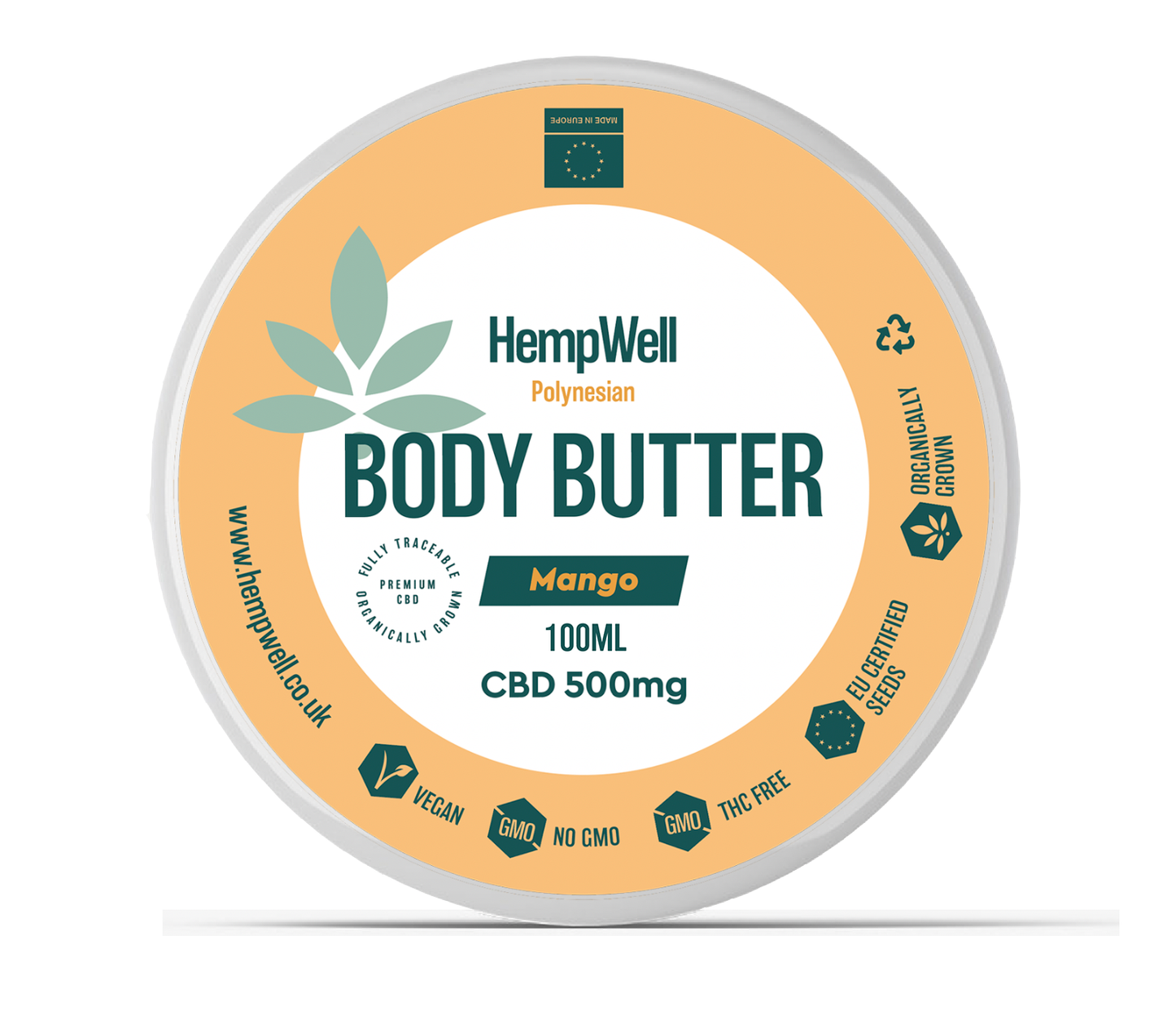 HempWell CBD Body Butter – Mango | 500mg CBD | 200ml