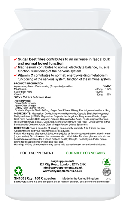 BOWEL - a magnesium-packed hydrating mix with sugar beet fibre to promote faecal bulk and digestive performance.