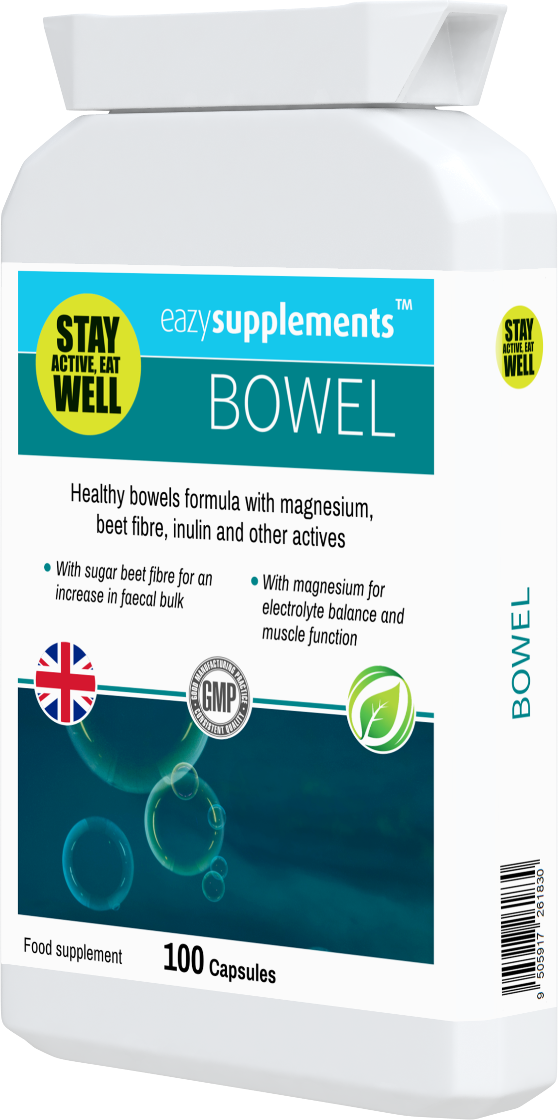 BOWEL - a magnesium-packed hydrating mix with sugar beet fibre to promote faecal bulk and digestive performance.