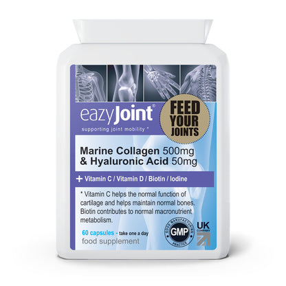 eazyJoint Collagen Supplements for Joints UK, with Oral Hyaluronic Acid + vitamin C / vitamin D / Biotin / Natural Iodine