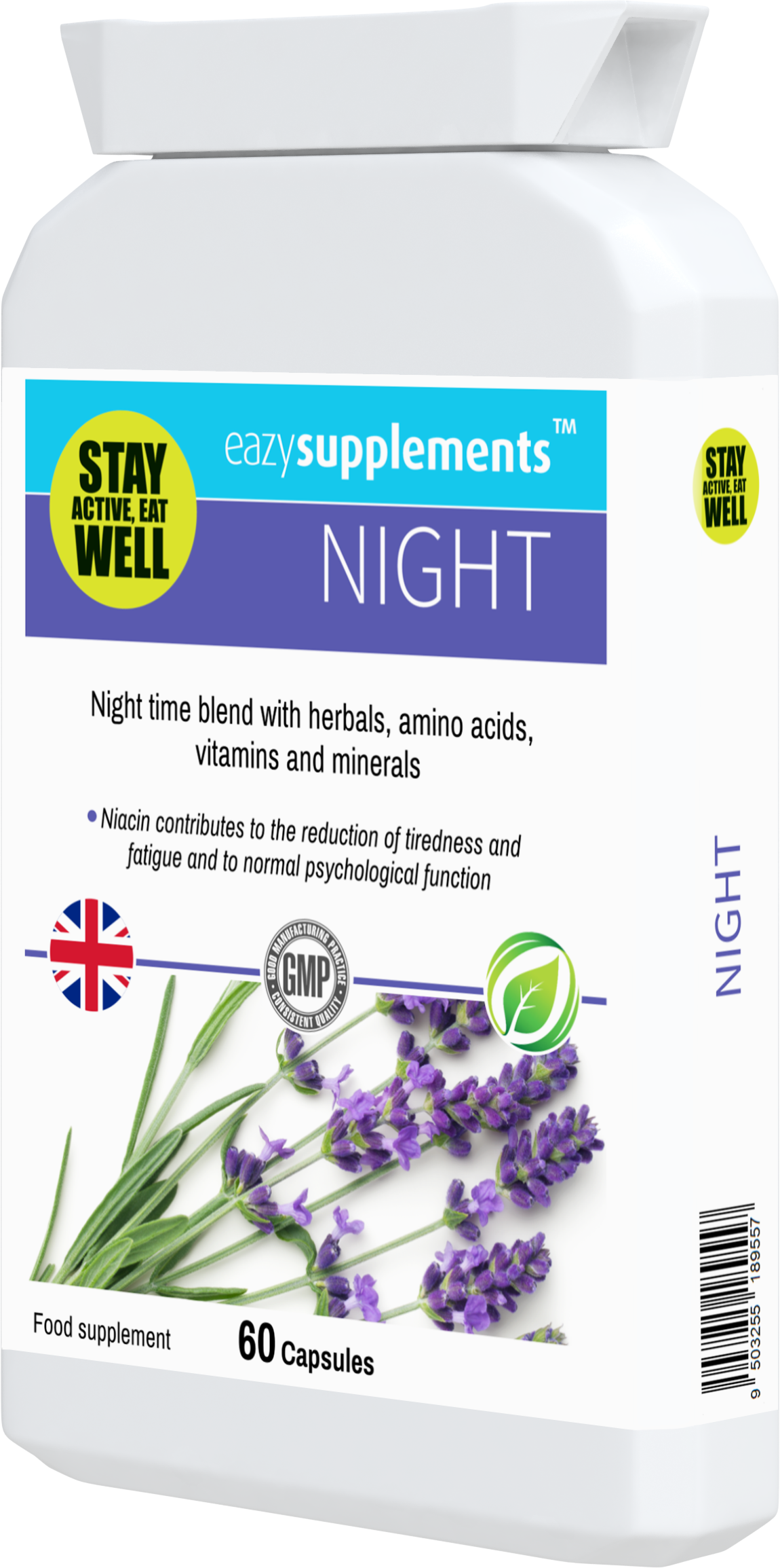 NIGHT - a combination night time blend, with specially selected herbal, amino acid, vitamin and mineral ingredients.