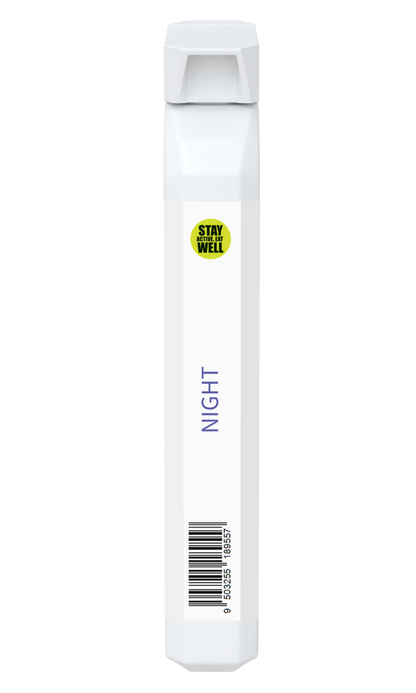 NIGHT - a combination night time blend, with specially selected herbal, amino acid, vitamin and mineral ingredients.