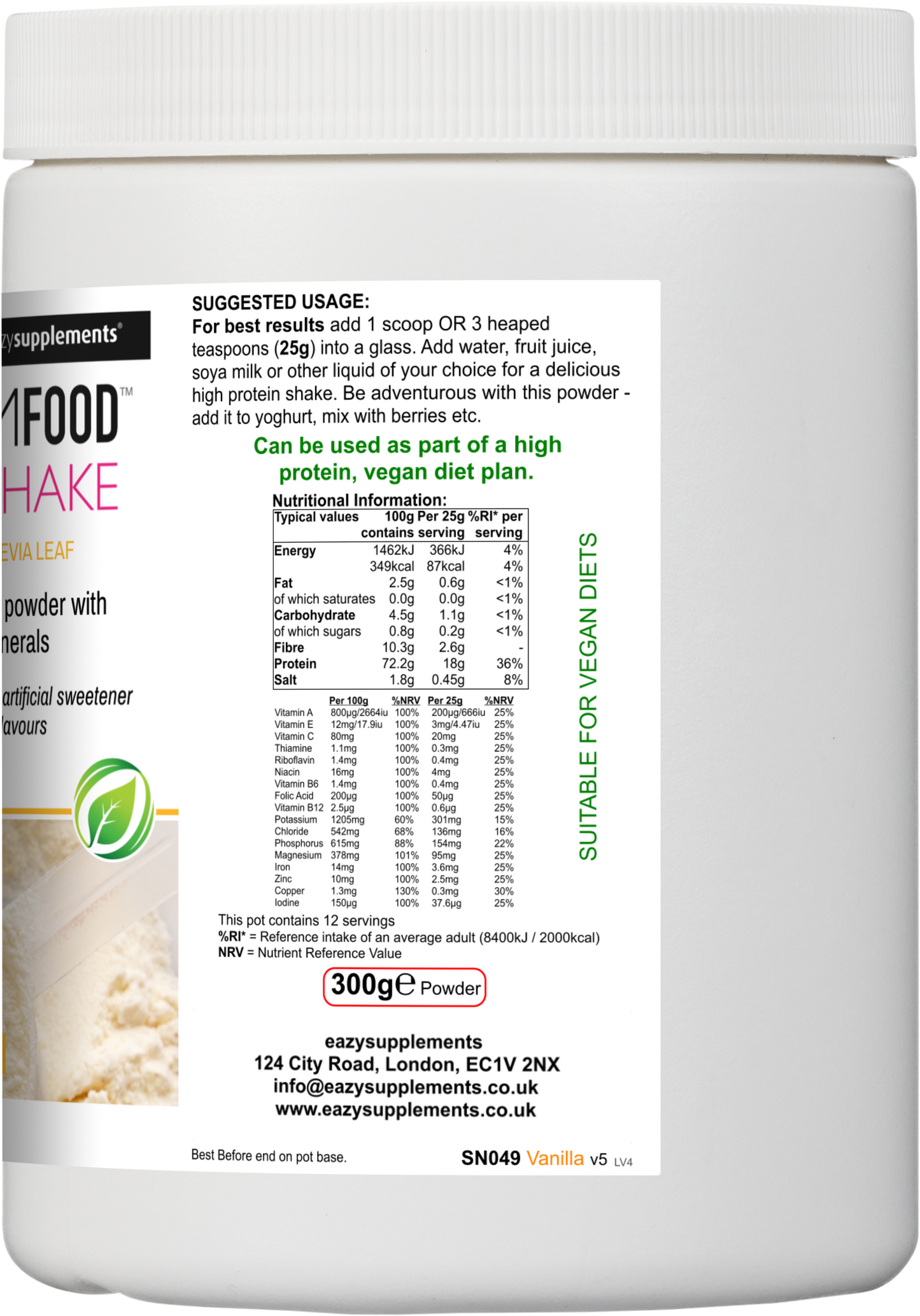 GYMFOOD Protein Shake - vanilla flavour - 300g