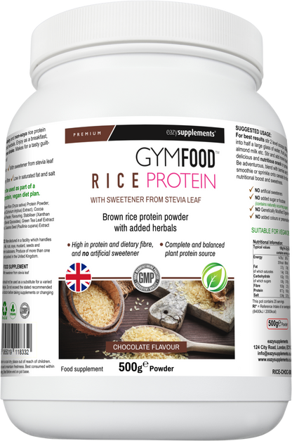 Rice Protein Powder Chocolate - GYMFOOD - 500g