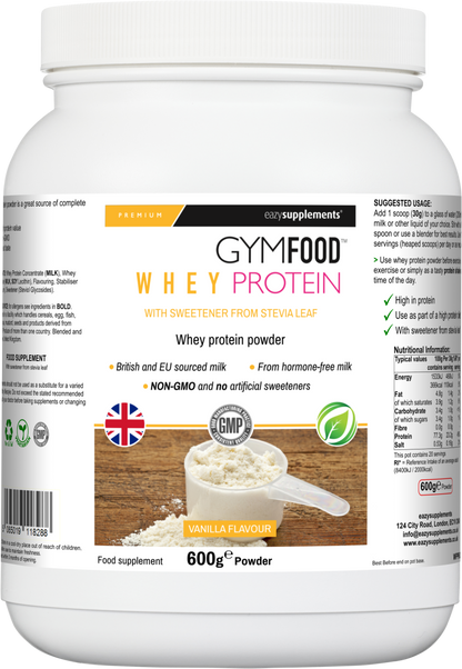 Whey Protein Vanilla Flavour - GYMFOOD - 600g