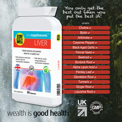 LIVER -  healthy liver support formula, with a combination of herbal extracts and powders, plus vitamins.