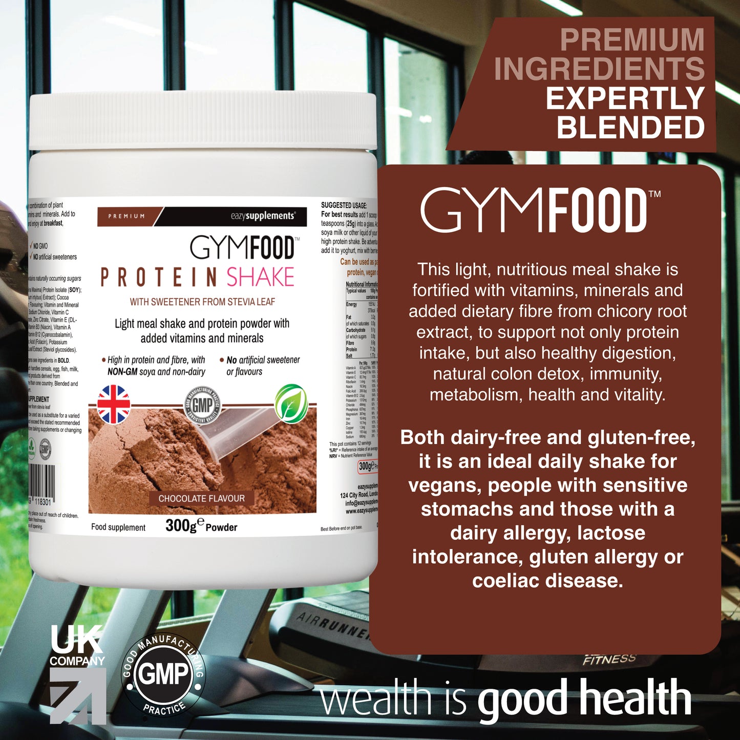 GYMFOOD Protein Shake - chocolate flavour - 300g