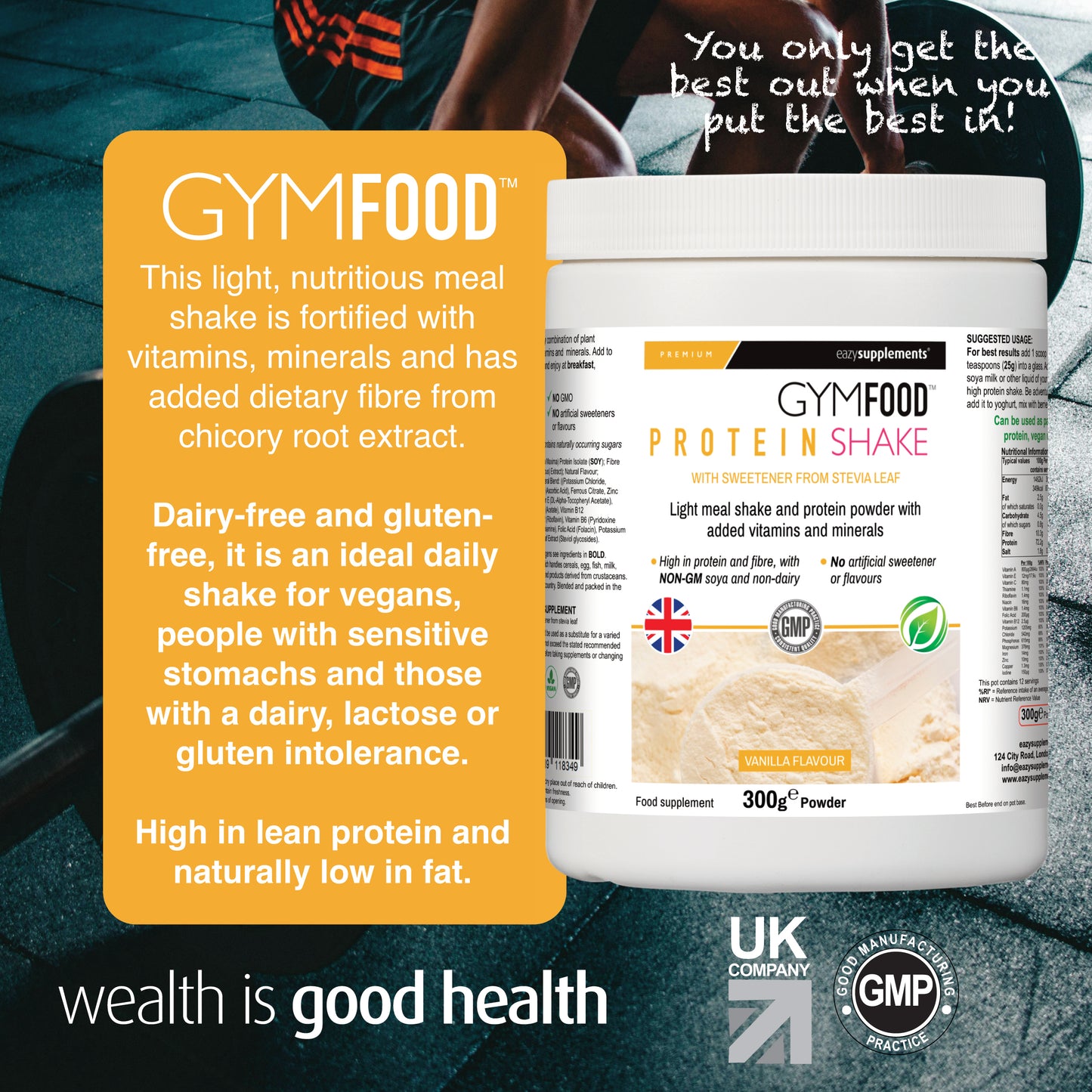 GYMFOOD Protein Shake - vanilla flavour - 300g