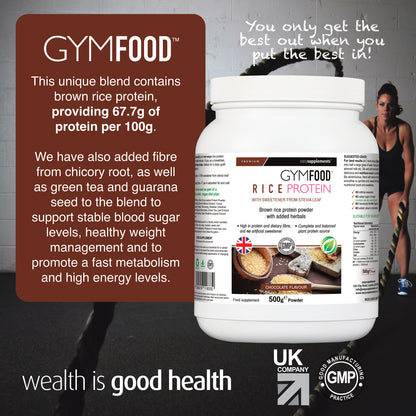 Rice Protein Powder Chocolate - GYMFOOD - 500g